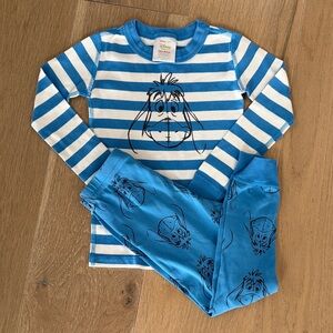 Hanna Andersson Disney Winnie the Pooh Eeyore Blue and White Striped Pajama Set